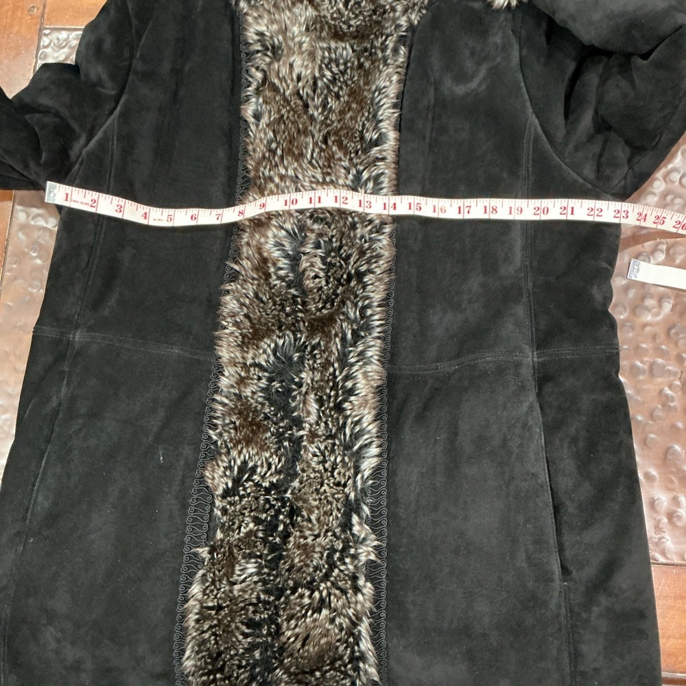 LNR Penny Lane Style Real Suede Leather, Faux Fur Coat, Black, XL, EUC - Picture 10 of 11